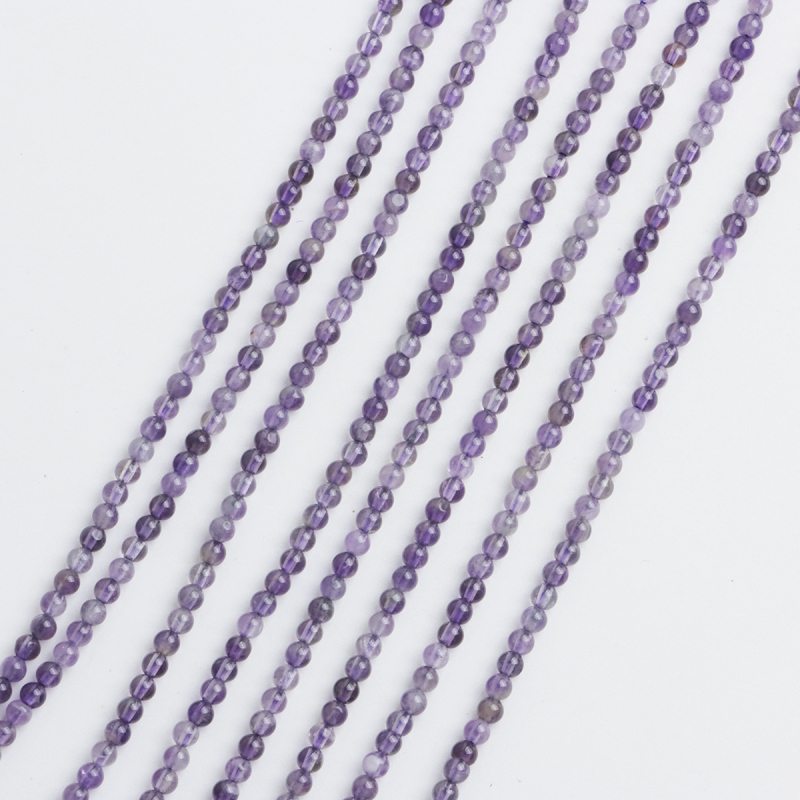 Prirodne ametistne labave perle, 3 mm okrugle, ljubičasti ametist DIY poluproizvodi