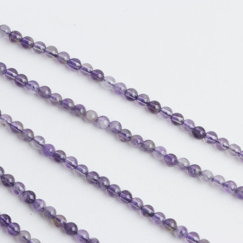 Prirodne ametistne labave perle, 3 mm okrugle, ljubičasti ametist DIY poluproizvodi