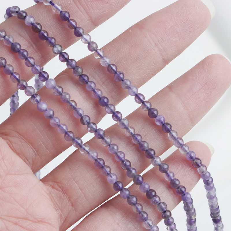 Prirodne ametistne labave perle, 3 mm okrugle, ljubičasti ametist DIY poluproizvodi