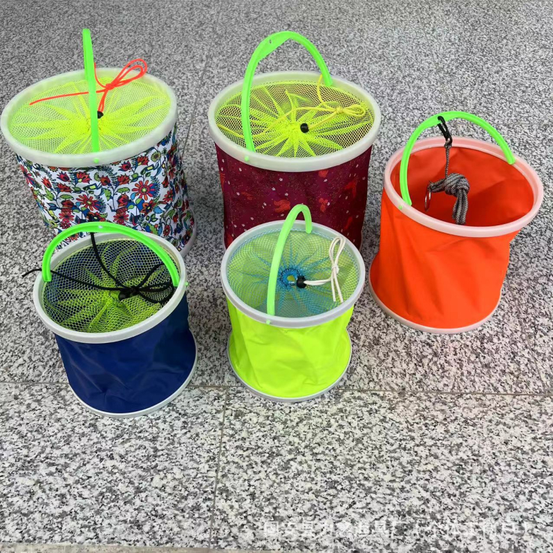 Sklopivo platneno vedro za ribolov, okruglog oblika, za skladištenje vode