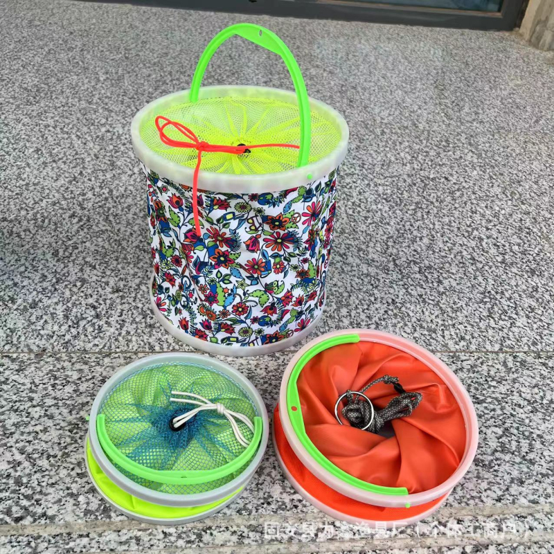 Sklopivo platneno vedro za ribolov, okruglog oblika, za skladištenje vode