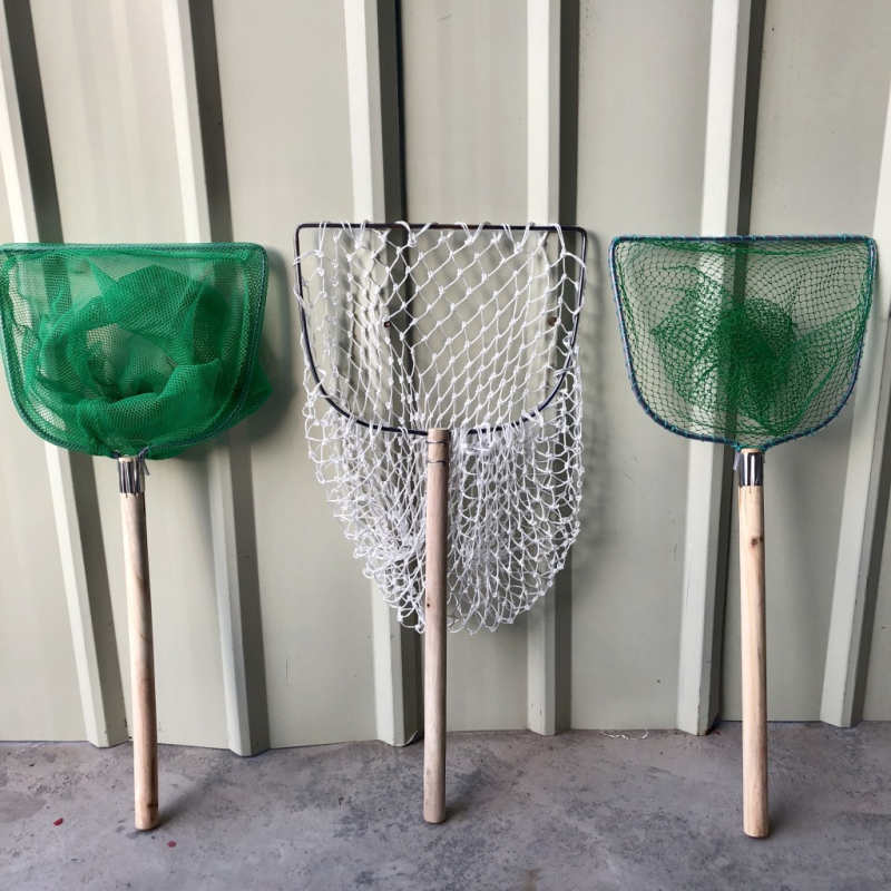 Plasă de pescuit țesută manual cu mâner din lemn și buzunar pentru plasă