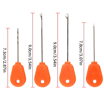 4 vnt komplektas Europos stiliaus karpių žvejybos kablio adatos įtempimo priedai, masalų įvėrimo rinkinys, nerūdijantis plienas