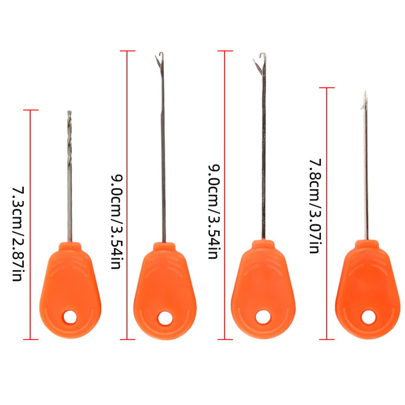 4 vnt komplektas Europos stiliaus karpių žvejybos kablio adatos įtempimo priedai, masalų įvėrimo rinkinys, nerūdijantis plienas