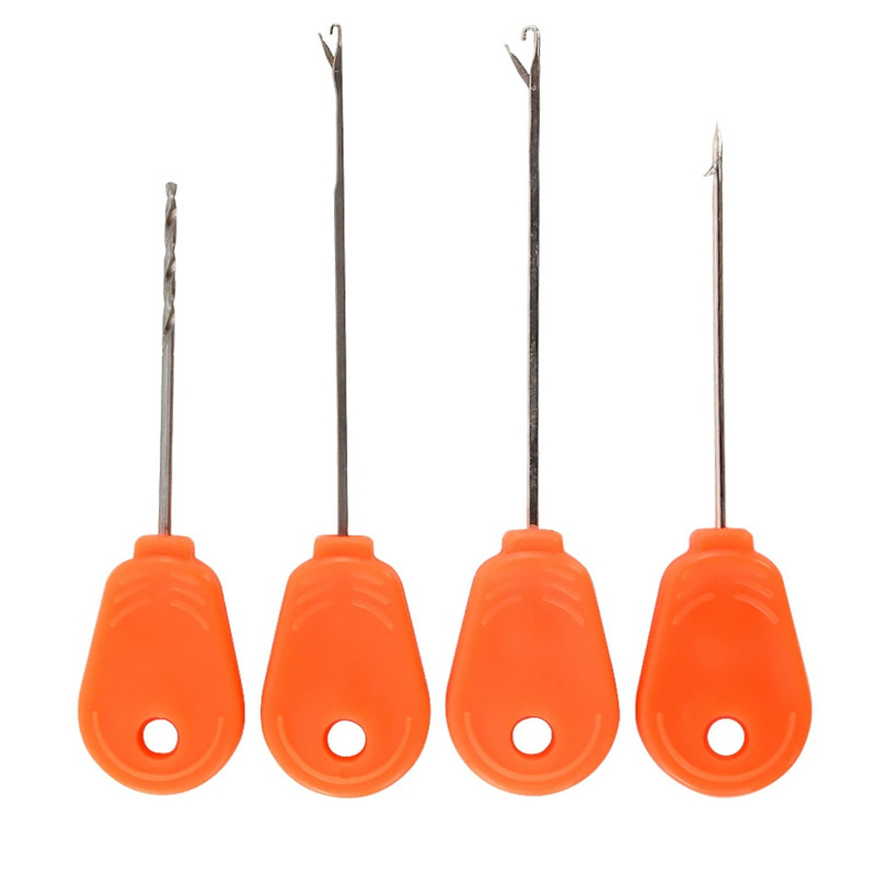 4 vnt komplektas Europos stiliaus karpių žvejybos kablio adatos įtempimo priedai, masalų įvėrimo rinkinys, nerūdijantis plienas