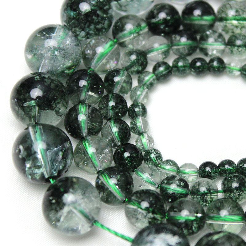 Green Ghost Crystal okrugle perle za DIY nakit – 4-10 mm, polugotove perle za narukvice i ogrlice