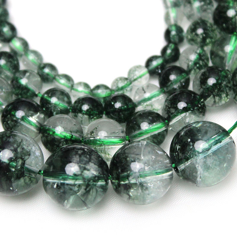Green Ghost Crystal okrugle perle za DIY nakit – 4-10 mm, polugotove perle za narukvice i ogrlice
