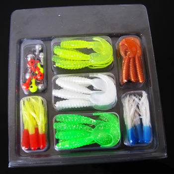 Luyayu set mekanih mamaca, 45 komada, s udicama s olovnom glavom i mamcima s jednom repom