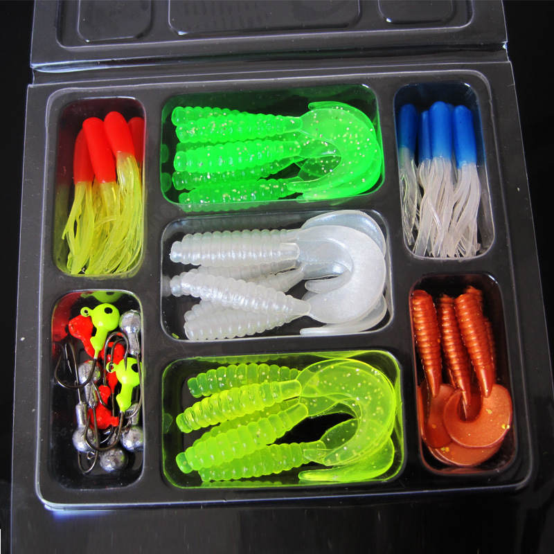 Luyayu set mekanih mamaca, 45 komada, s udicama s olovnom glavom i mamcima s jednom repom