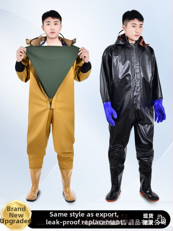 Unisex pilnībā ūdensizturīgs zvejas komplekts ar biezām lietus biksēm, visu sezonu, UV aizsardzība, pretvēja, silts, nodilumizturīgs, audums no ķīmiskām šķiedrām