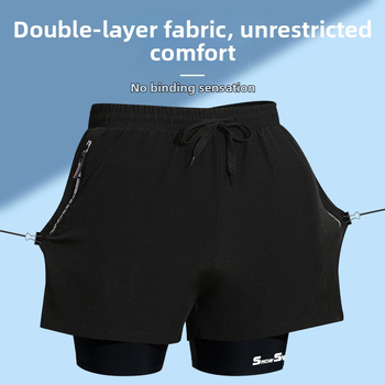 Ανδρικά διπλού στρώματος μαγιό σορτς, γρήγορο στέγνωμα, boxer στυλ, πολυεστέρας 85% με επένδυση πολυεστέρα 100%, 190 g/m²