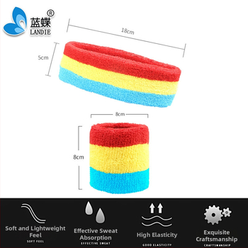 Комплект за китка: защитник за китка, лента за глава и лента за коса; полиестерно-памучна смес; подходящ за футбол, баскетбол, бадминтон и фитнес; 350 комплекта в пакет