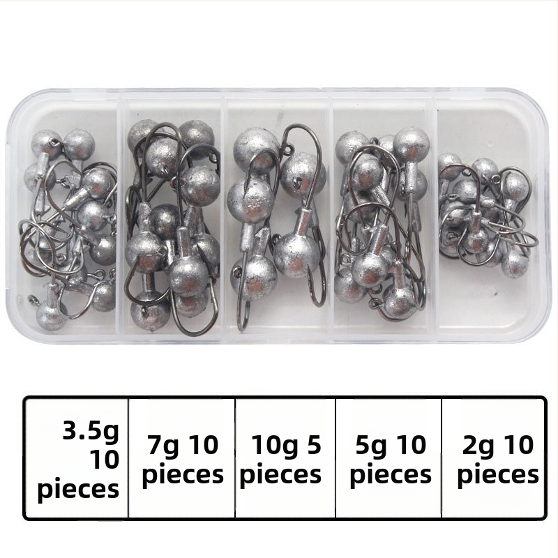 Wanhe 45 vnt kablių su švino galvute – dėžutė žvejybos įrangai, sintetinių medžiagų, žvejybai ežere ir jūroje