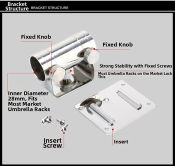 Kalapüügi vihmavarju alus – roostevabast terasest, sisestustüüp, universaalne, tugevdatud konstruktsioon, mudel 42752