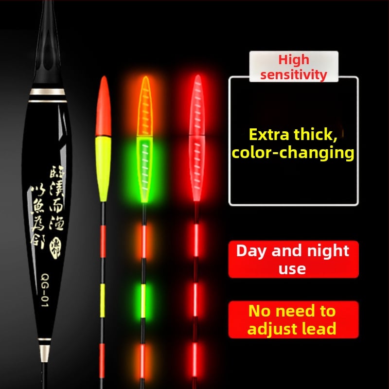 Šviesi plūdė žvejybai su labai jautriu įkandimo indikatoriumi, dviguba naudojimo – dieną ir naktį, tvirtas uodegos dizainas