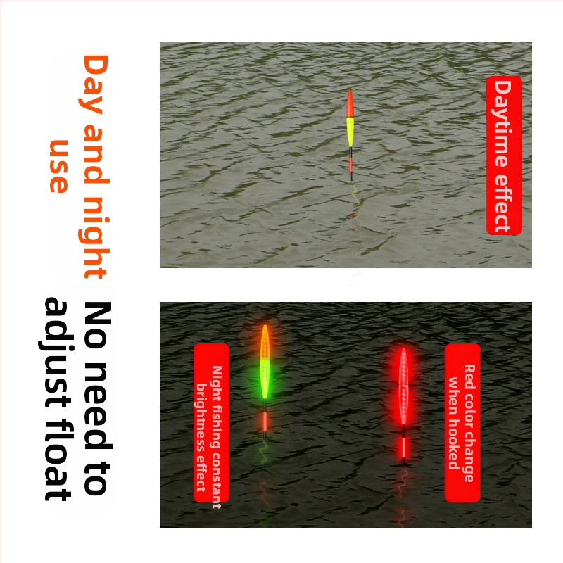 Gaismas plūdīte makšķerēšanai ar ļoti jutīgu ķeršanas indikatoru, dienas un nakts lietošanai un dizains ar biezu asti
