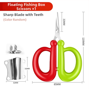 Žvejybos įrangos rinkinys su nerūdijančio plieno žirklėmis ir saugojimo dėžute, nešiojamas