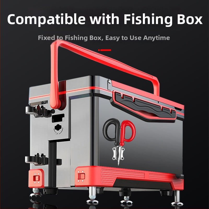 Zvejas komplekts ar nerūsējošā tērauda šķērēm un uzglabāšanas kārbu, pārnēsājams