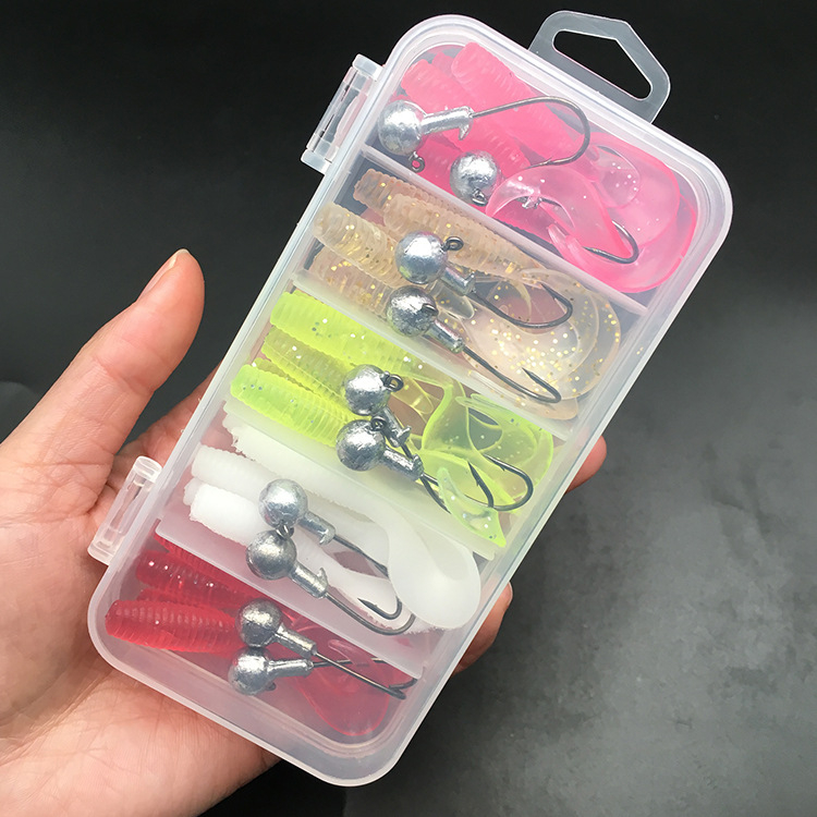 Set Luya momeli moi cu cârlige cu cap de plumb, PVC + metal, momeli false/biomimice