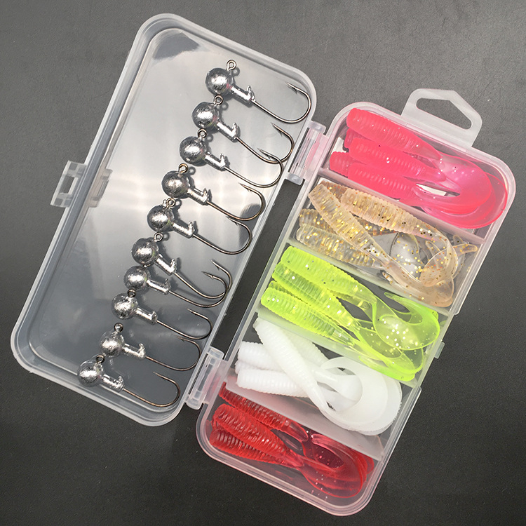 Set Luya momeli moi cu cârlige cu cap de plumb, PVC + metal, momeli false/biomimice