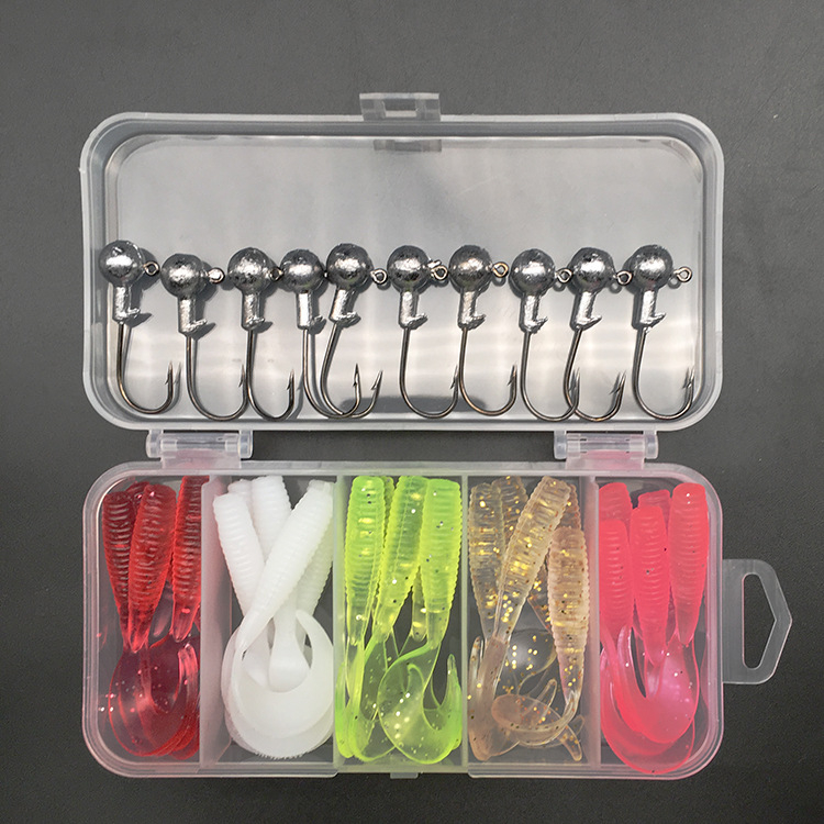 Set Luya momeli moi cu cârlige cu cap de plumb, PVC + metal, momeli false/biomimice