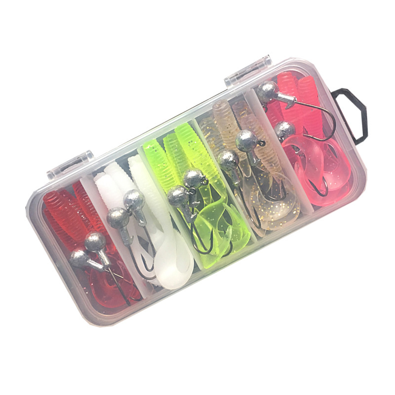 Set Luya momeli moi cu cârlige cu cap de plumb, PVC + metal, momeli false/biomimice