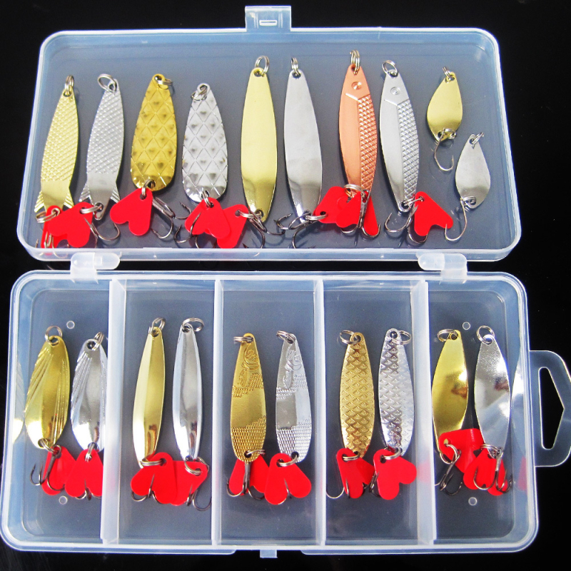 Luyayu 21 gab., makšķerēšanas lure komplekts ar kārbu — griežamas spīdīgās lures un imitējošas ēsmas