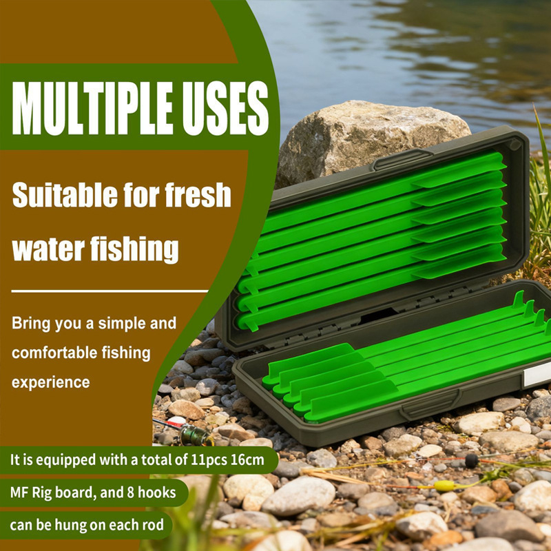 Hyvar Karpių žvejybos priedų rinkinys: saugojimo dėžė su 11 magnetinių strypų ir linijos dėžutė (Kilmė Taizhou)