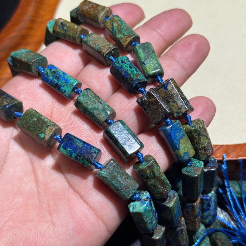 Perle za navlačenje – cilindrične, višestrukih faceta Phoenix Gold Stone, prirodni kamen, rezanje i poliranje