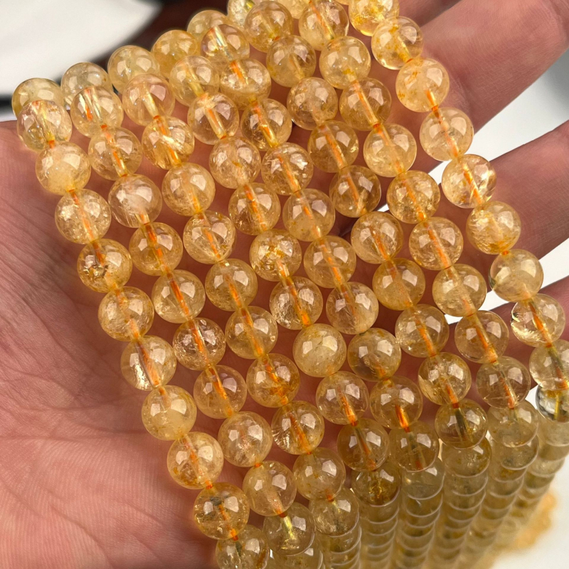 Prirodne citrinske perle – kružne, poluproizvodi za DIY narukvice i ogrlice