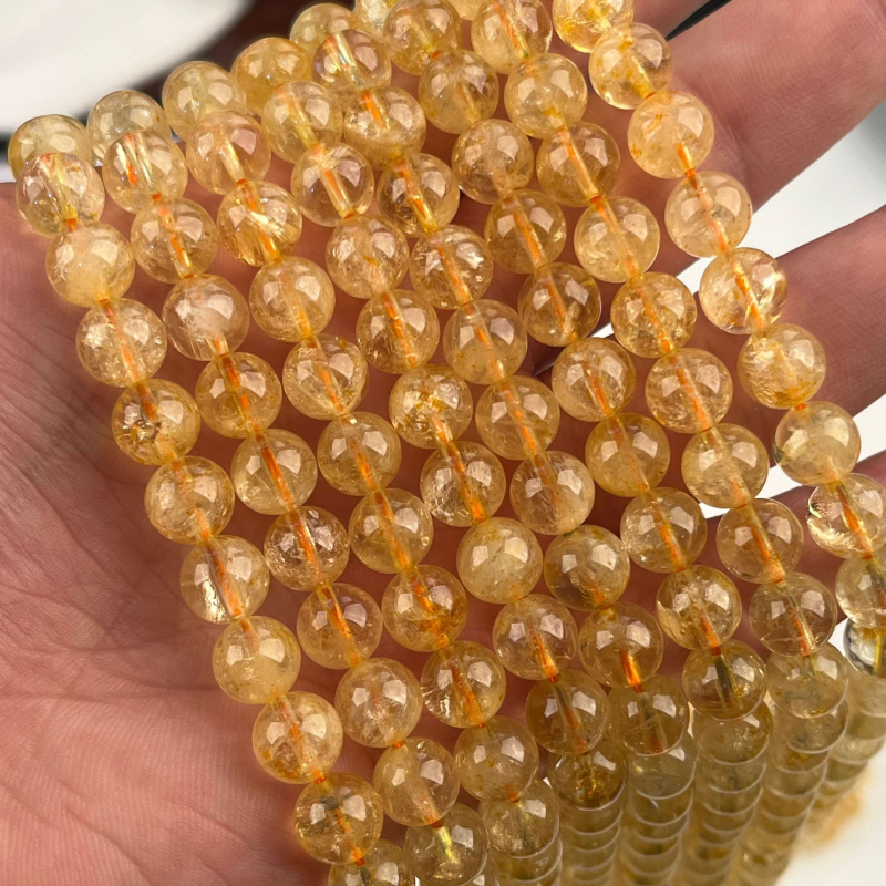 Prirodne citrinske perle – kružne, poluproizvodi za DIY narukvice i ogrlice