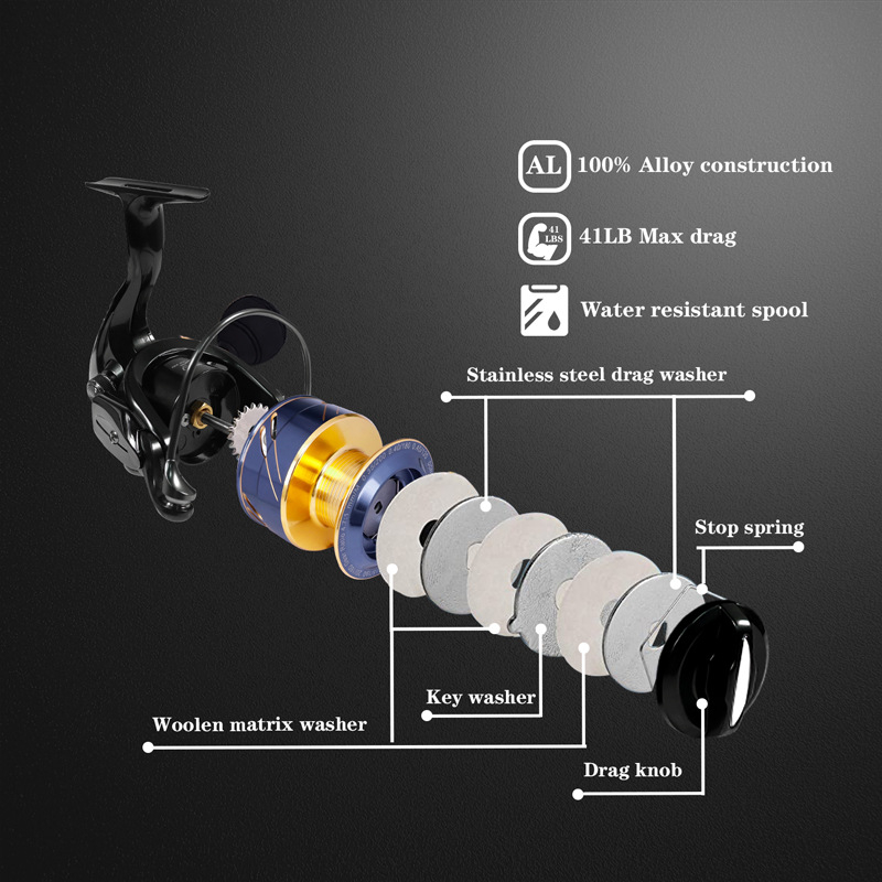 Navion 1500-6500 metalni spinning kolut, anti-zamotavanje, lagan za slanu vodu