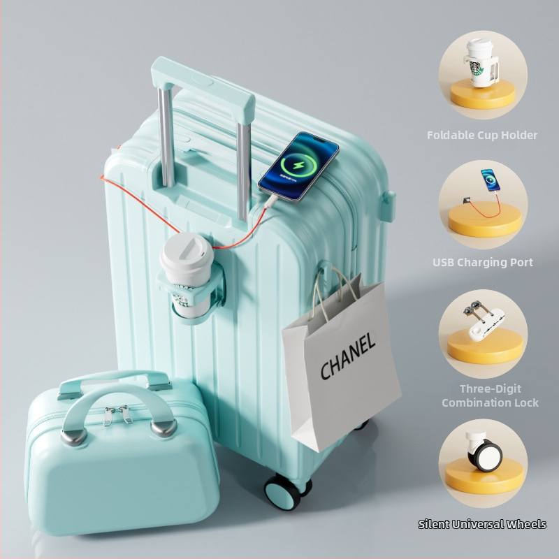 ABS/PC kohver lukuga avamisega, ülikerge, kulumiskindel, vargusvastane, lennureisidele sobiv, universaalsed rattad, kaal 2,8 kg.