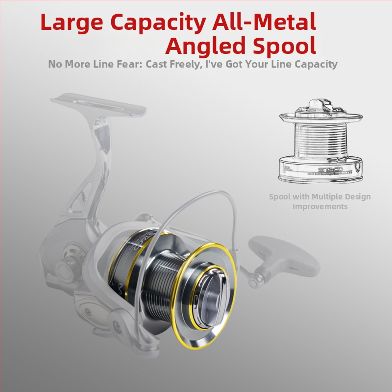 HENNOY potpuno metalni spinning navijač za duga bacanja s kotvom – metalna konstrukcija, metalni rocker ručica, metalna osnova za nogu i metalna čašica