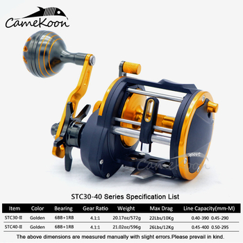 CAMEKOON metalni bubnjasti ribolovni navijač, 7-osi dizajn, automatsko slaganje najlina, morski ribolov