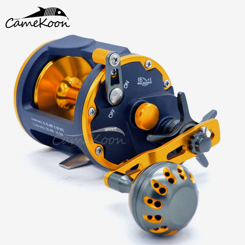 CAMEKOON metalni bubnjasti ribolovni navijač, 7-osi dizajn, automatsko slaganje najlina, morski ribolov