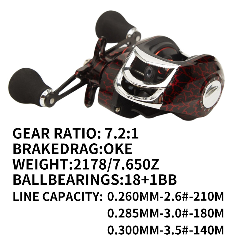 Mulineta za baitcasting Red Crack, omjer prijenosa 7,2:1