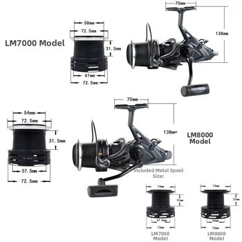 Coolo LM7000 spinning navijač s metalnom špulom, prednji i stražnji kočni sustav, za lov šarana