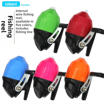 Shangmingchuan tambur de pescuit cu ghidaj intern al liniei și mâner de tip pistol, cutie cu 100 de bucăți