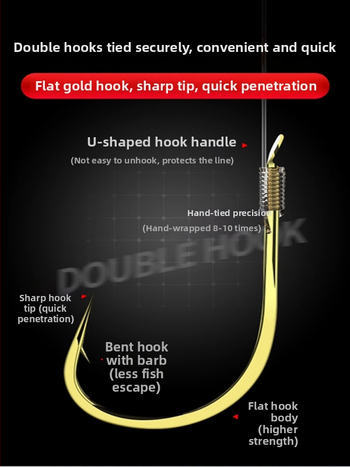 Vertikāla plūdve līniju komplekts ar dubliem āķiem, gatavs lietošanai, galvenā līnija iekļauta (Materiāls: zīda zieds; Garums: Cits; Makšķerēšanas vieta: Cits)