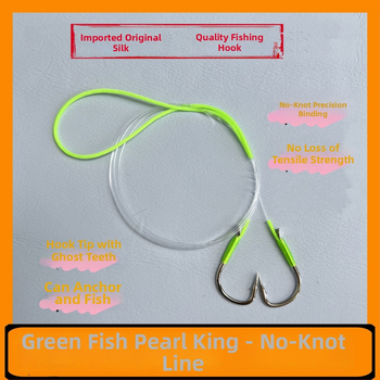 Nailona bez mezglu zvejas iekārta ar pērlēm un dubultiem āķiem, pastiprināta