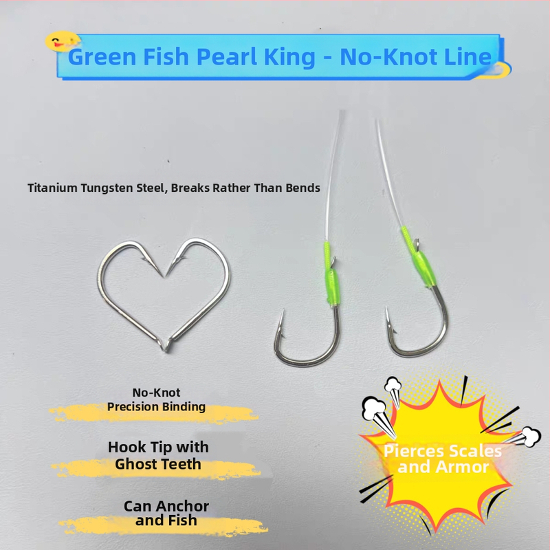 Nailona bez mezglu zvejas iekārta ar pērlēm un dubultiem āķiem, pastiprināta