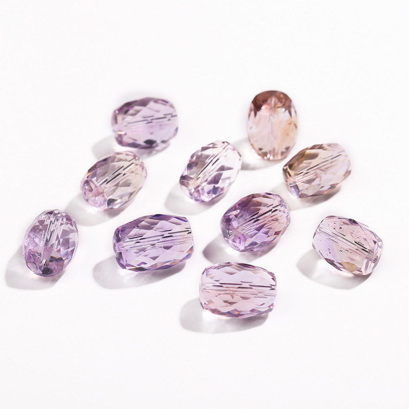 Mărgele pentru bijuterii DIY – ametrin natural fațetat, mărgele tip barrel, cristal, 7A
