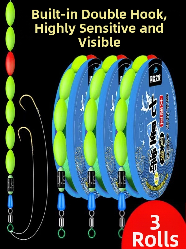 Divu āķa un septiņzvaigžņu plūstošā makšķernieka līnijas komplekts – bez regulēšanas, augsta jutība; Materiāls: neilons; Garums: 2.7–5.4 m; Piemērots straumēm, dīķiem un ezeriem