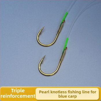 Žvejybos kabliukas su karoliukais ir be kilpos linijos, trigubai stiprintas, lengvas