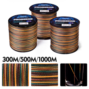PROBEROS četverostruki pleteni PE kamuflažni glavni najlon, 10–100 lb, duljine 300/500/1000 m