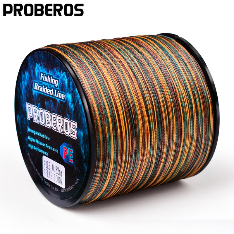 PROBEROS četverostruki pleteni PE kamuflažni glavni najlon, 10–100 lb, duljine 300/500/1000 m