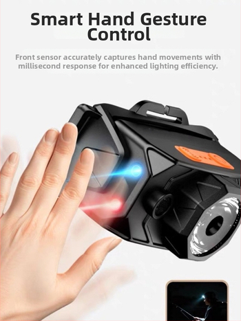 LED galvos žibintas žvejybai, atsparus vandeniui, įkrovimas USB Type-C, spindulys iki 200 m, veikimo laikas 10–60 val.