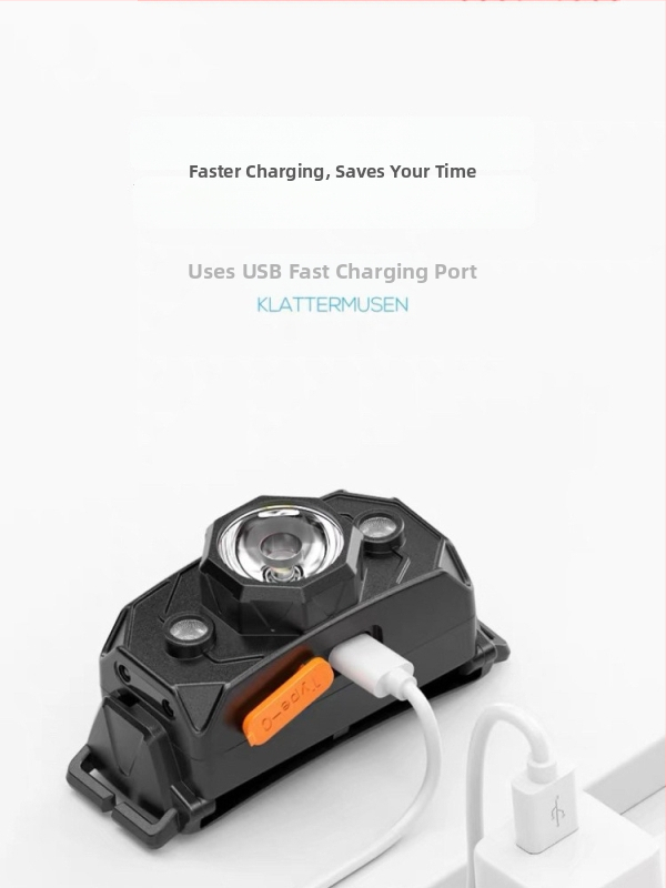 LED galvos žibintas žvejybai, atsparus vandeniui, įkrovimas USB Type-C, spindulys iki 200 m, veikimo laikas 10–60 val.