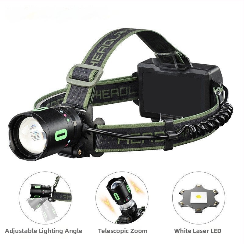 Къмпинг челна лампа с LED, 20 W, презареждаема батерия 3x18650, водоустойчива, обхват до 500 м